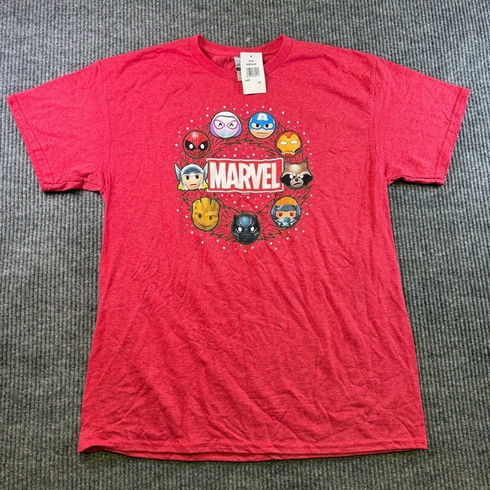 Marvel Avengers Graphic T‎ Shirt Mens L Red Gildan Heavy Cotton Superheroes